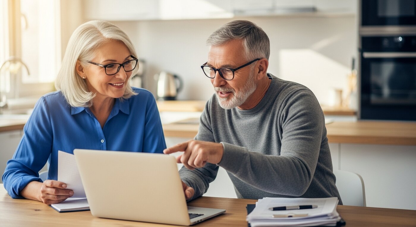 Senior couple reviewing insurance options together